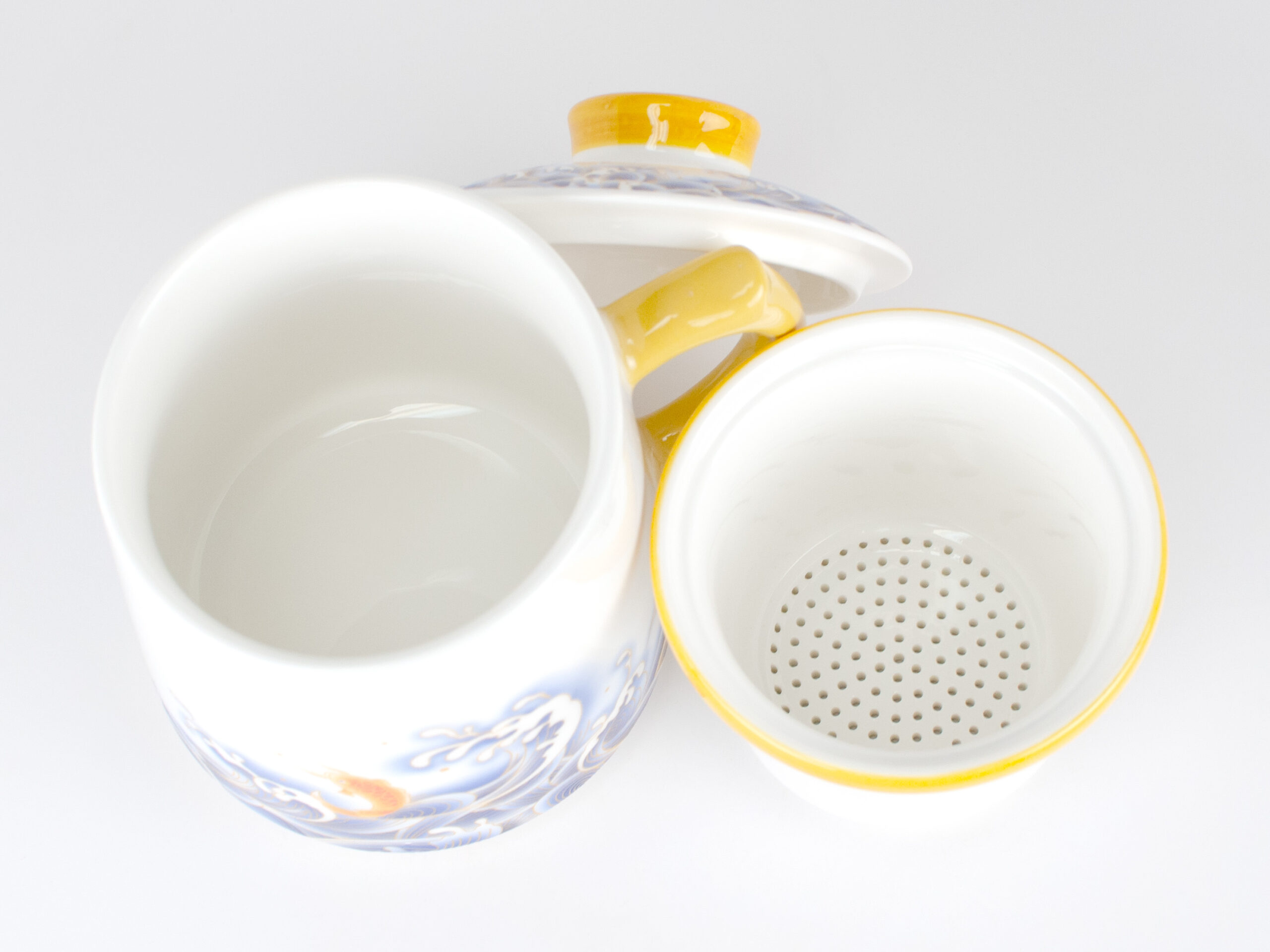 Leaping Koi Porcelain Filter Cup disassembled