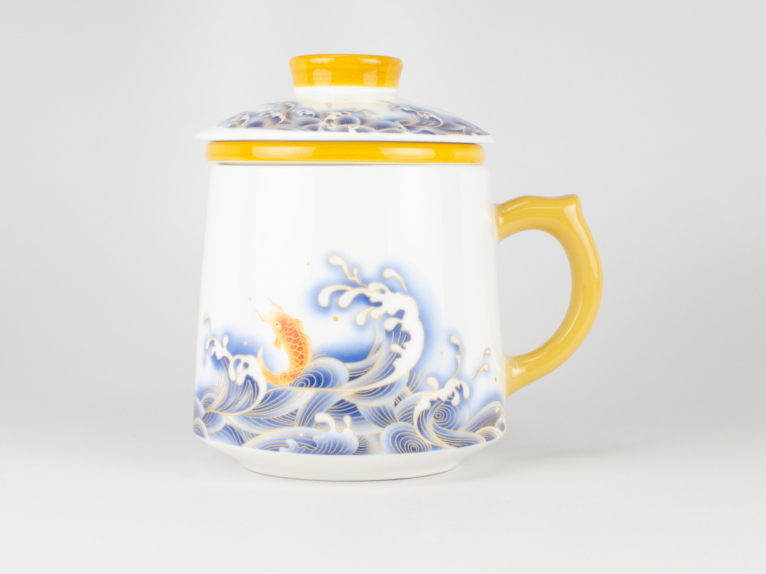 PRF-KoiFil front Leaping Koi Porcelain Filter Cup