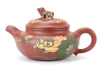 Side paint detail on Frog Pond Hand-Painted Da Hong Pao Yixing Teapot